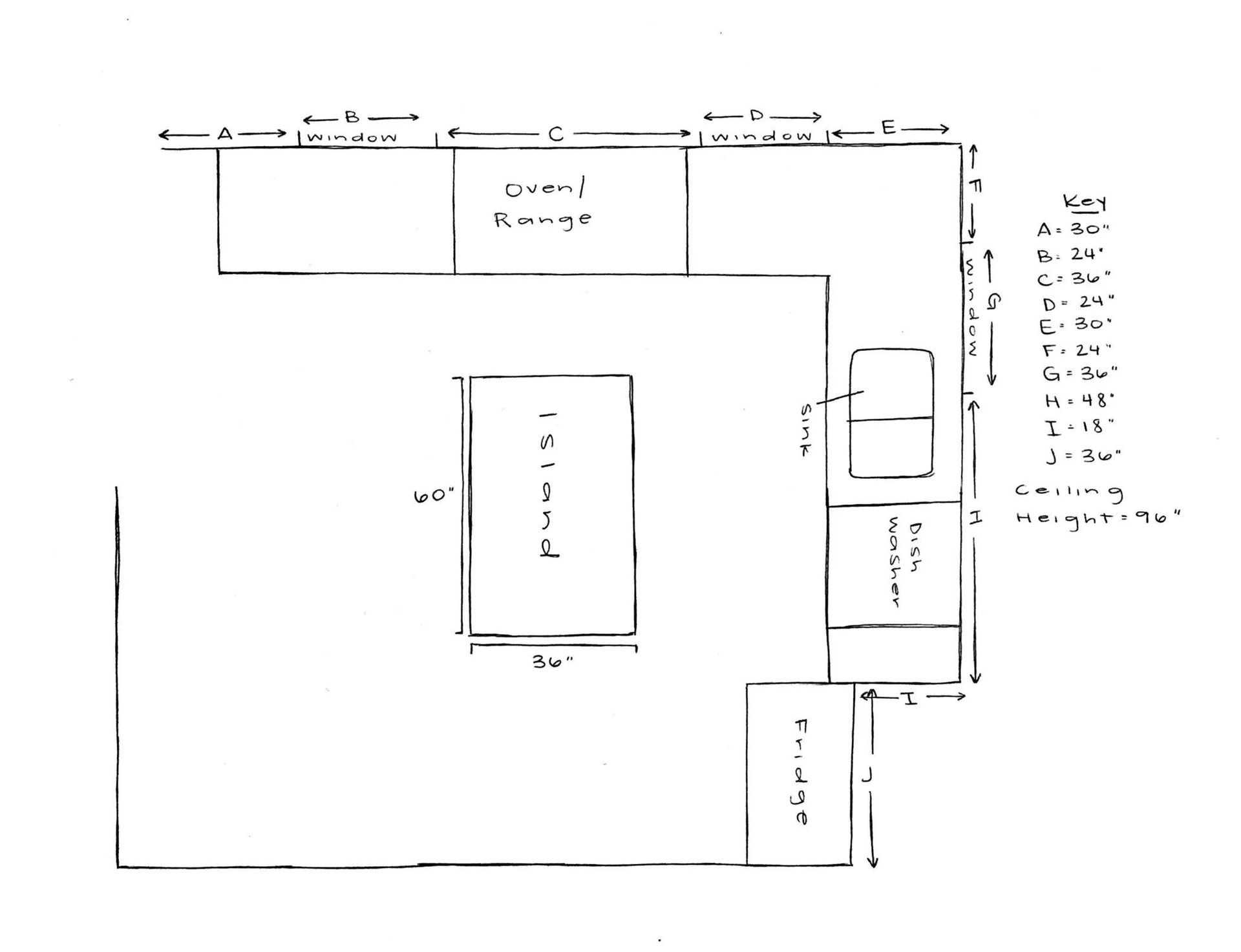 1. Current Kitchen or Cabinet Area Sketch